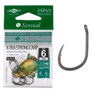 Крючок Mikado Sensual X-Tra Strong Carp №12 (ушко) 10шт. (black matt)