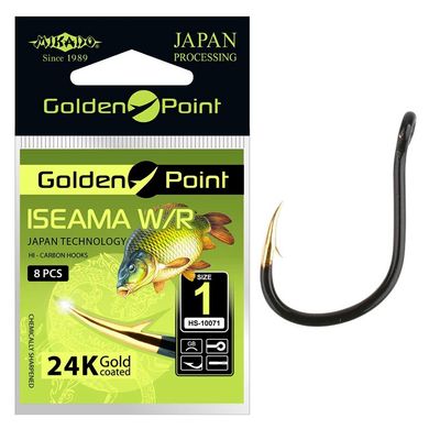 Крючок Mikado Golden Point Iseama № 4 (ушко) 9шт. (gold-black)