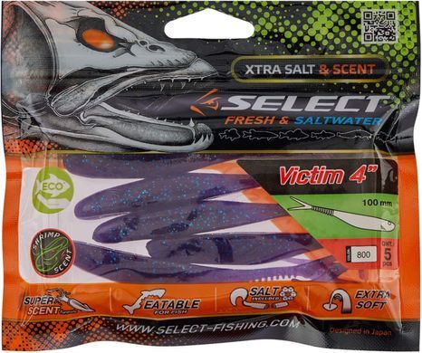 Силикон Select Victim V-Tail 4"" #800 (5 шт / уп)