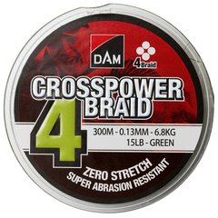 Шнур DAM Crosspower 4-Braid 300м 0,10 мм 4,5 кг / 10Lb (green)
