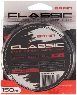 Волосінь Brain Classic Carp Line (dark brown) 150m 0.25mm 15lb 6.6kg