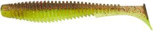 Силикон FishUP U-Shad 4"" #203 - Green Pumpkin/Flo Chartreuse (8шт/уп)