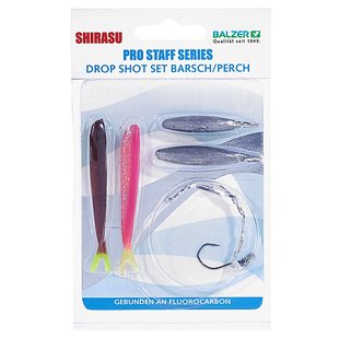 Оснастка спиннинговая Balzer Drop Shot Perch SET fluorocarbon1.5m/0.27mm, крюч №4, 10+15гр, 2 силик