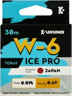 Леска Viking Fishing Ice Pro W-6 30m (clear) 0.074mm 0.69kg