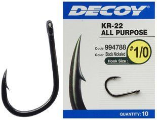 Крючок Decoy KR-22 Black Nickeled 01, 10 шт / уп