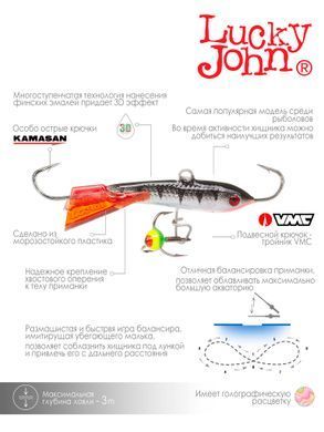 Балансир Lucky John CLASSIC 4.5 з тр. 50мм/12HRT блістер