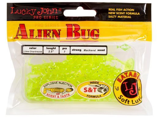 Виброхвосты съедобные искусственные LJ Pro Series ALIEN BUG 2,5in (06,35)/T44 7шт.